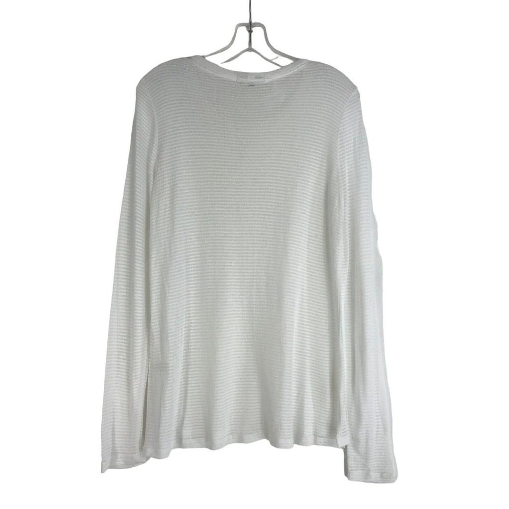 RED HAUTE Shirt Womens Size Medium M White‎ Striped Sheer Long Sleeves Top - Picture 5 of 10
